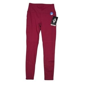 Skechers GO WALK Womens High Waisted Leggings Berry Pink Side Pockets Size S NEW